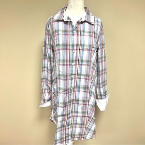 Benetton plaid button down shirt dress. Size M